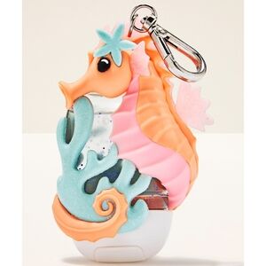 Bath Body Works Colorful Seahorse Pocketbac Hand Sanitizer Holder Keychain NEW